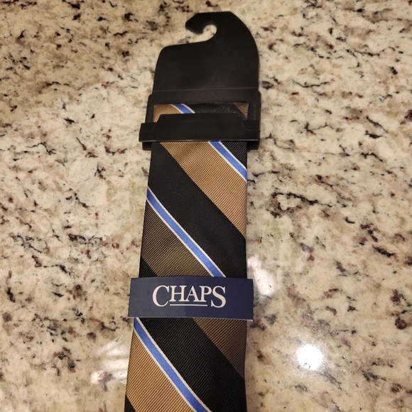 NWT Mens Tie Black and Taupe Wide Stripes - Picture 1 of 5